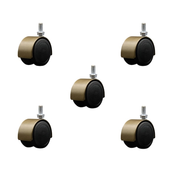 Service Caster 2'' Floor Safe Antique Hooded Twin Wheel Caster 3/8 Threaded Stem, 5PK SCC-TS02S50D-NYU-WA-381634-5 - main